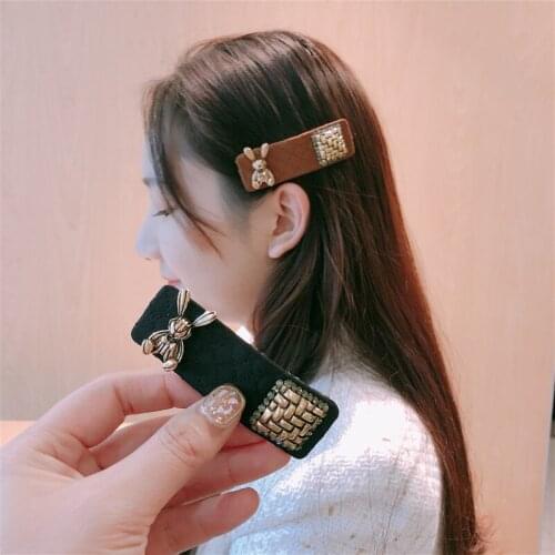 Fashion cute bow Hair Barrette Hair Clip Hairpin Girls rhinestone autumn winter Hair Accessories Women Headdress Wholesale