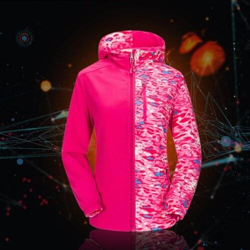 Outdoor mens womens Lovers Waterproof Windproof warm fleece Hiking Double side wear Camouflage Liner coat Family fitted jacket