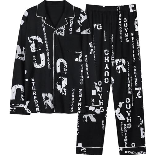 Fashion Couple Pjs 2021 Fall New Arrival Man and Women Matching Pajama Cotton Lapel Long Sleeved Pants His and Hers Home Clothes