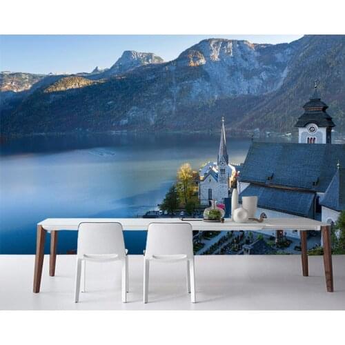 Papel de parede Mountains Coast Lake Cities nature wallpaper living room sofa TV backdrop bedroom wall papers home decor murals