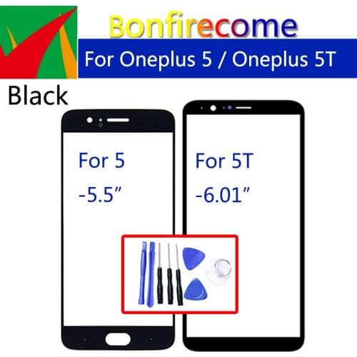 For Oneplus 5 A5000 Front Touch Screen Glass Outer Lens For Oneplus 5T LCD Glass Replacement