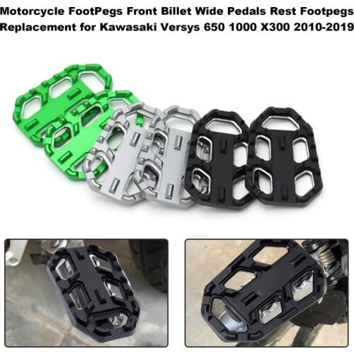Motorcycle FootPegs Front Billet Wide Pedals Rest Footpegs Replacement for Kawasaki Versys 650 1000 X300 2010-2019