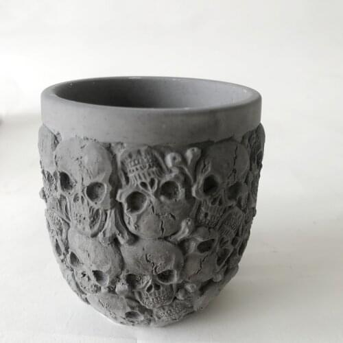 Fondant Chocolate Cake Baking Mould 3D Skull Planter Vase Resin Concrete Ashtray Flower Pot Silicone Mold