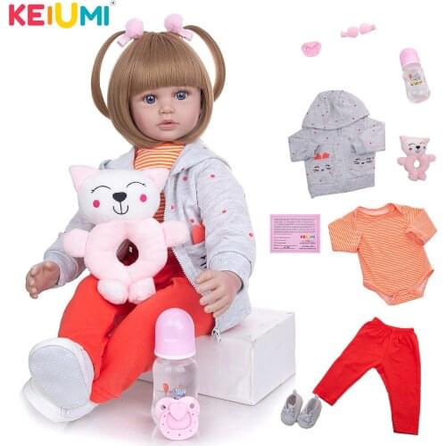 KEIUMI Reborn Dolls Wholesale Gift Realistic Baby 60 cm Silicone Vinyl Collection Toy Menina For Kid Birthday Gift