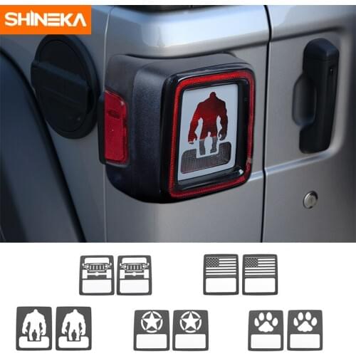 SHINEKA Metal Tail Rear Light Lamp Guards Decoration Cover Trim Panel Frame Sticker Fit for Jeep Wrangler JL 2018+ Car Styling