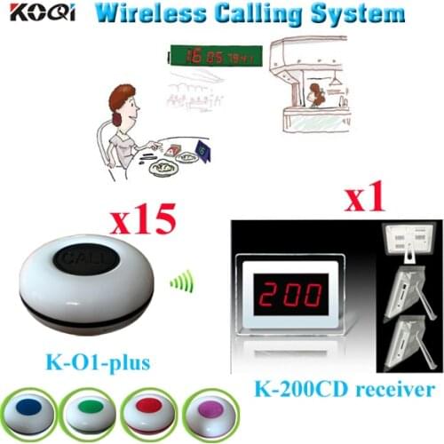 Pager Waiter Call System Wireless Service 100% Waterproof Call Button Wireless Pager(1 display+15 waterproof call button)