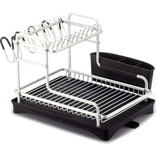 Dish Drying Rack Drainer Kitchen Storage Organizers Convenience Tray Plate Shelf Sink Drain Aluminum For Kitchen Convenience