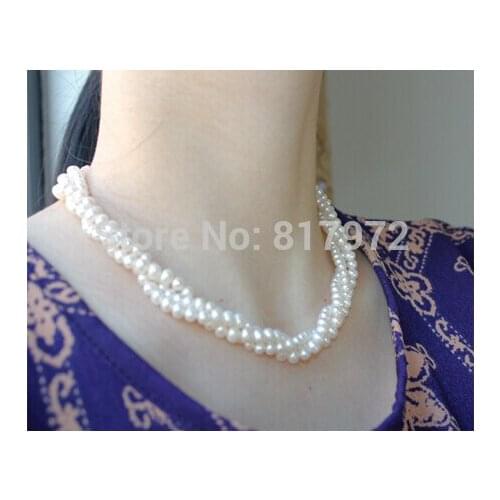 Wedding Top Natural pearl 100% Real pearl Bead 3-5mm highlight Fashion Handmade Necklaces Set For Women Jewelry Freshwater