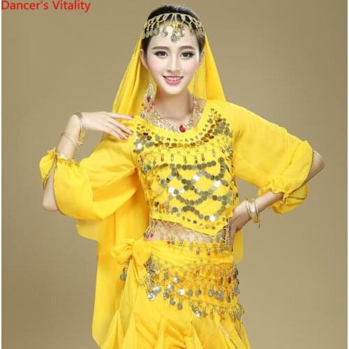 Hot Selling on Sale Cheap Sexy Sequins Top Belly Dance Top for Women 6 Colors Available