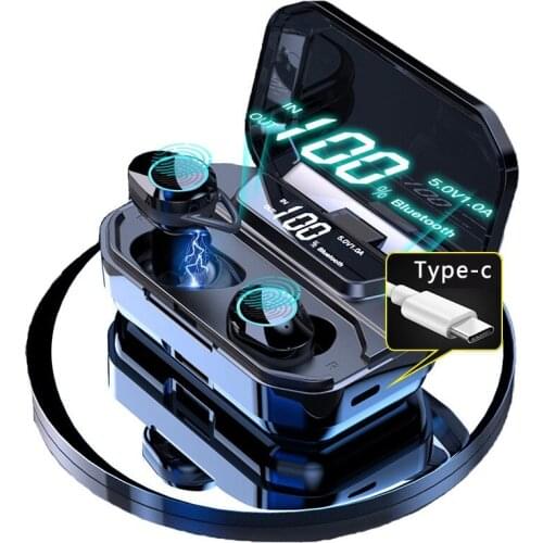 TWS Bluetooth Earphones V5.0 Wireless Headphones 9D Stereo Music IPX7 Waterproof Earbuds with 3300mAh Long Battery Life