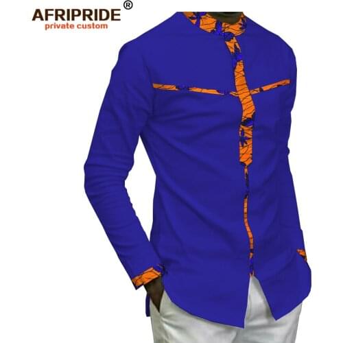 2019 spring african dashiki casual shirt for men AFRIPRIDE bazin richi full sleeve single breasted mens cotton shirt A1812009