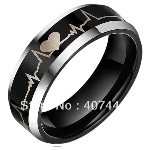 Free Shipping Buy Cheap Price USA Hot Selling 8MM BLACK PIPE TUNGSTEN SHINY EDGES HIS OR HER MENS FOREVER LOVE WEDDING BAND RING