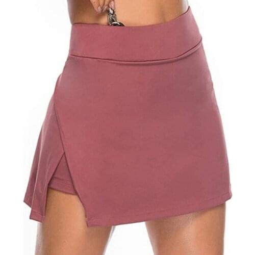 Summwe Women Mini Skirts Solid Color Irregular Split Casual Female Simple High Waist Elastic Ladies A Line Skirt