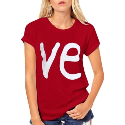 Women Couples Lover Short Sleeve Classic round collar Love Letter Beautifully printed T Shirts Tops Blouses Tunique Simple hem