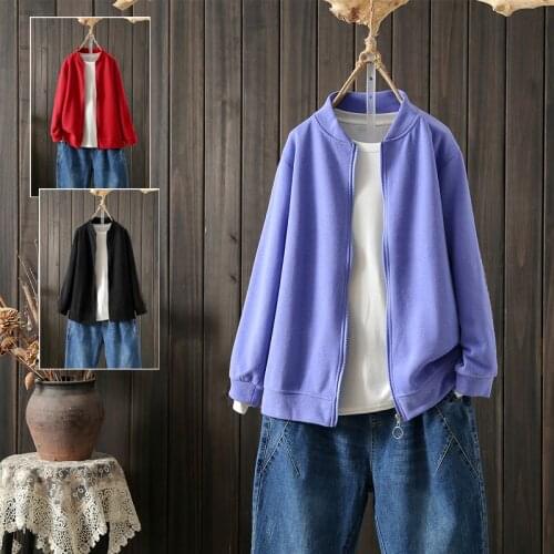 2021 autumn new style large size fashion casual cotton top women Korean version loose short wild zipper sweater cardigan jacket