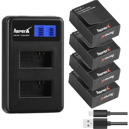 4Pcs 1300mAh AHDBT-301 AHDBT-302 Rechargeable Batteries + LCD USB Charger for AHDBT 301 302 Gopro Hero 3 Hero 3+ Go Pro Hero 3