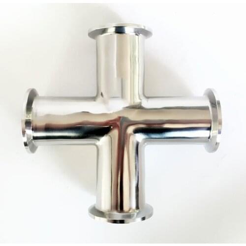 57mm 2.25" Pipe OD x 2.5" Tri Clamp Cross 4 Ways Splitter SUS 304 Stainless Sanitary Fitting Homebrew Beer Wine