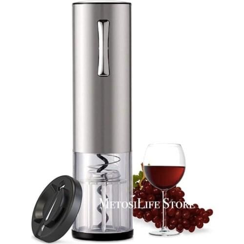 MetosiLife Stainless steel Electric Wine Opener with Foil Cutter Rechargeable Bottle Openers with LED light