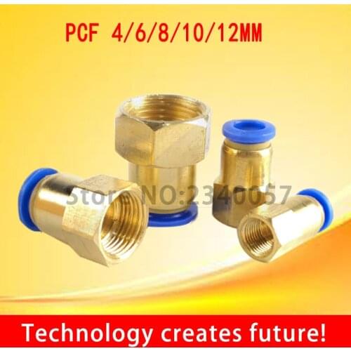 PCF Air Pipe Fitting OD 6/8/10mm/12mm Hose Tube 1/8" 3/8" 1/2" 1/4" Female Thread Brass Pneumatic Connector Quick Joint Fitting