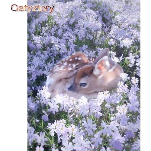 GATYZTORY Picture Frame Fawn Diy Painting By Numbers flower Kit Coloring By Numbers Modern Wall Art Picture By Numbers Home Deco
