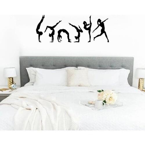 Art Gymnast Wall Sticker Gymnastics Girls Gym Wall Decal for Girls Room Bedroom Decor Vinyl Removable Dance Sport Mural X106