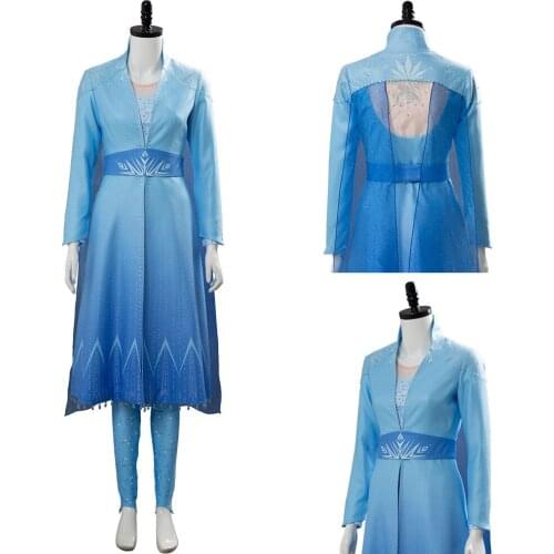 Snow Queen Grow Princess Elsa Cosplay Costume Women Girls Long Blue Dress Outfit Suit Halloween Carnival Costume