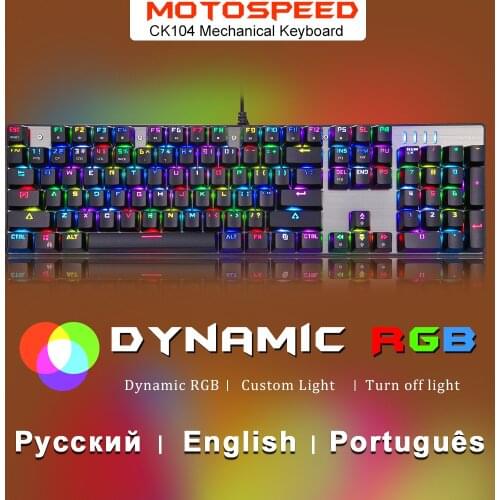 Motospeed Mechanical Gaming Keyboard RGB Backlit USB Wired 104 Keys Blue Red Axis For Professional Keyboard for PC Russian