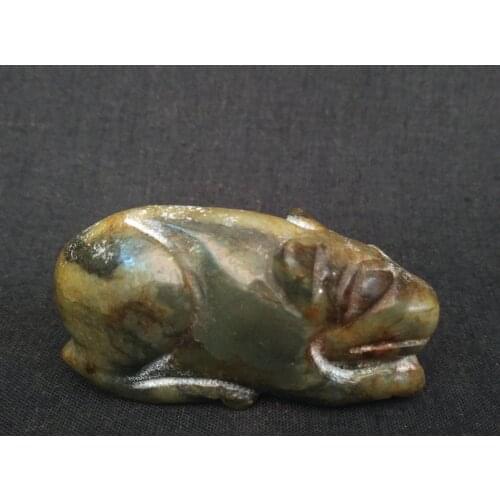 YIZHU CULTUER ART Collection Old China Jadeite Jade Hand Carving Beast Amulet Pendant Gift