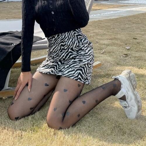 Summer New Thin Womens Black Cute Love Heart Design Tights Hottie Silky Fashion Nylon Pantyhose Lolita Sexy Stockings Hosiery