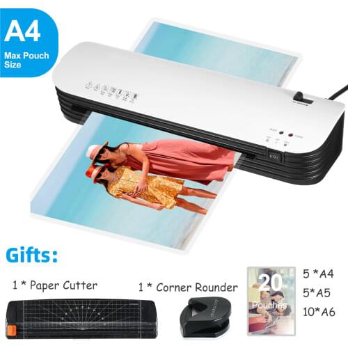Dodocool Office Hot and Cold Laminator Machine w/ Paper Cutter Corner Rounder for A4 Document Photo Plastic Film Roll Laminator