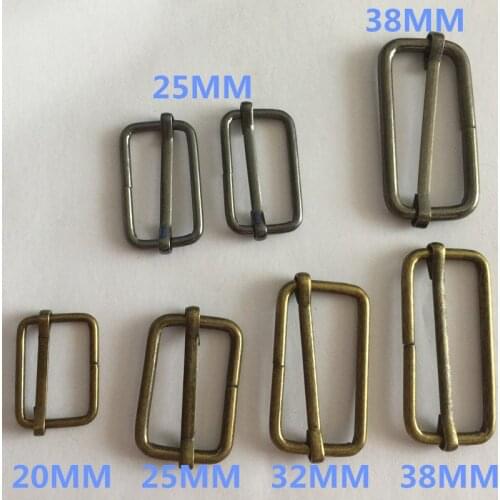 20pcs/lot 4/5"/1"/1-1/4"/1-1/2" Metal Slides Ribbon SlipTri-glides Wire-formed Roller Pin Buckles Strap Adjuster suspenders Sew