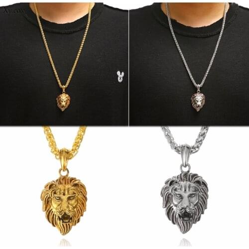Mens Stainless Steel Luminous Glowing In The Dark Lion Head Pendant Necklace