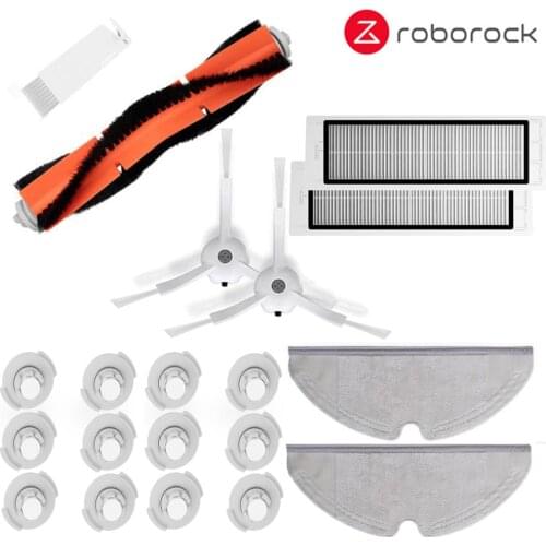 Original Roborock Robotic Vacuum Cleaner Pack of HEPA Filter,Main Brush,Cleaning Tool,Side Brush,Mopping cloth,Water Tank Filter