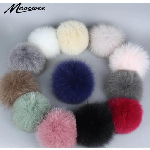 Real Fox Fur Pom Pom Balls Hat Accessories White Green Pink Colorful Pompons DIY Craft Supply Accessories Real Fox Fur Bobbles