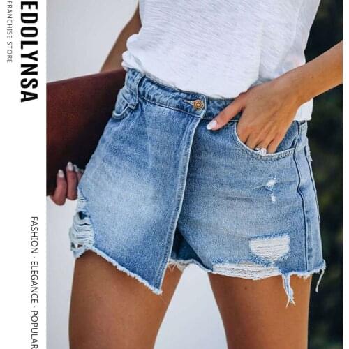 Fashion Casual Summer Cool Women Denim Booty Shorts High Waists Fur-lined Leg-openings Plus Size S-2xl Hole Ladies Shorts Y127