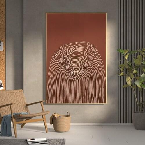 Modern Nordic Abstract Geometric Line Orange Porch Mural Posters and Prints Canvas Painting Decorate Picture Cuadros No Frame