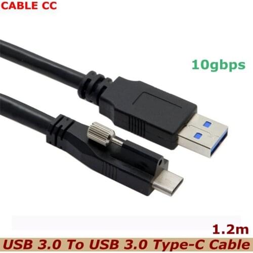 High-speed 10Gbps USB 3.1 Type-C Locking Connector to Standard USB 3.0 Fata Cable With Panel Mounting Screws 1.2m