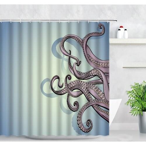 3D Octopus Pattern Shower Curtain Set Marine Life Modern Home Decor Bathroom Curtains Polyester Waterproof Fabric Hooks Screens