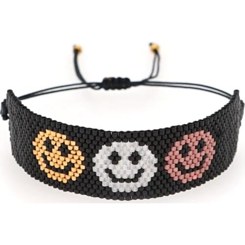 Go2Boho Smile Face Pattern Bracelet for Women Miyuki Beads Bracelets Gift for Her 2021 Handmade Woven Pulseras Lucky Accessories