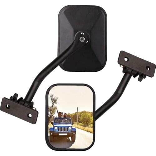 1Pair Car Rear View Mirrors A-Pillar Side Door Rearview Mirror Angle Lens Blind Spot For Jeep Wrangler TJ JK 1997-2018