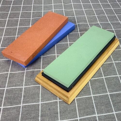 1pc bamboo base knife sharpener stone whetstone sharpening stone knife sharpener Sharpening auxiliary tool