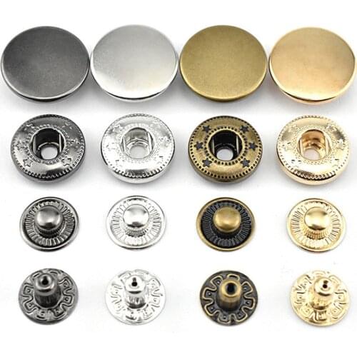10 Sets 10-20mm Metal Brass Press Studs DIY Craft Sewing Leather Clothes Bags Pack Press Studs Sewing Button Snap Fasteners