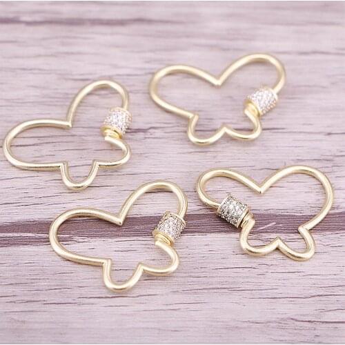 5PCS, Butterfly screw clasp lock, gold plated brass, Unique clasp, Butterfly clasp, Screw clasp charm