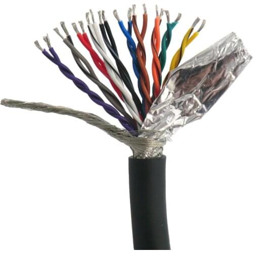 20 core Flexible Shielded Twisted Pair Cable 0.14, 0.2mm² Encoder Cable 26awg 24awg Tinned copper 485 Signal Control Wire 5m