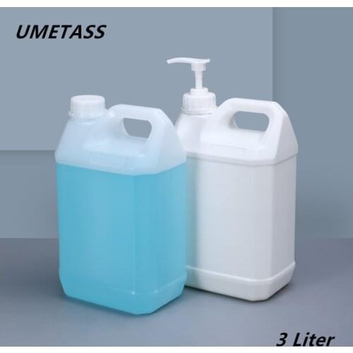 UMETASS 3 liter Square Plastic jerry can Food Grade HDPE Containers white translucent for Oil,Lotion,detergent