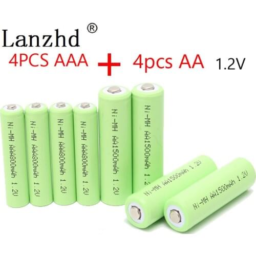 Rechargeable Battery AA 1.2V AAA NI-MH Batteries 2A 3A Batter 4PCS AA Batteries 1500MAH + 4PCS AAA Batteries 800MAH