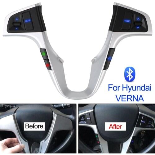 Blue Backlight Car Accessories For Hyundai VERNA SOLARIS Audio Volume Music Control Switch Steering Wheel Button Bluetooth
