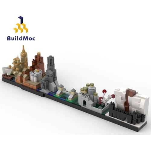 BuildMoc City Buildings Sets Skyline Architecture Classic Movie Castle Building Blocks Bricks City Street View Educational Toys