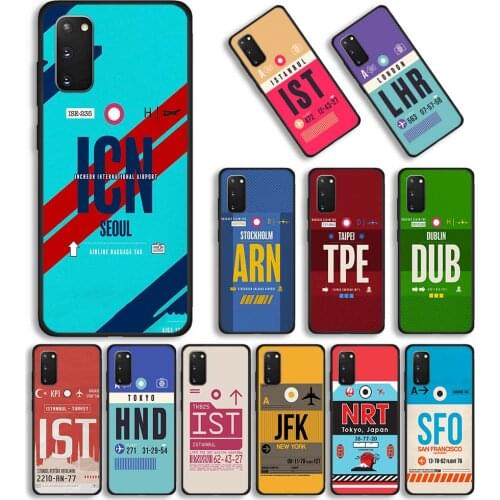 Phone Case for Samsung Galaxy S20 FE S21 Ultra 5G S8 S9 S10 S20 Plus S10e TPU Coque Black Cover Airline Ticket