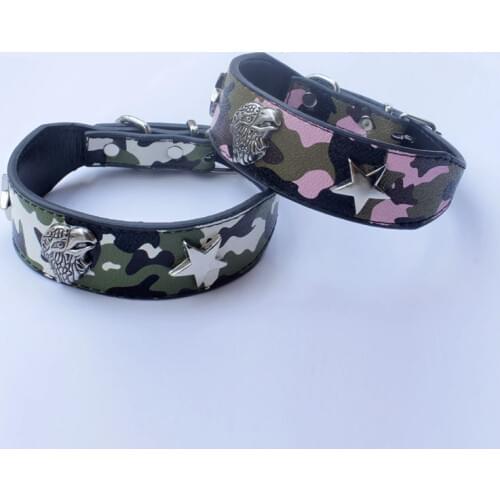 Damouflage Eagle Dog Collars PU Leather Pet Accessories Adjustable For Small Medium Large Dogs